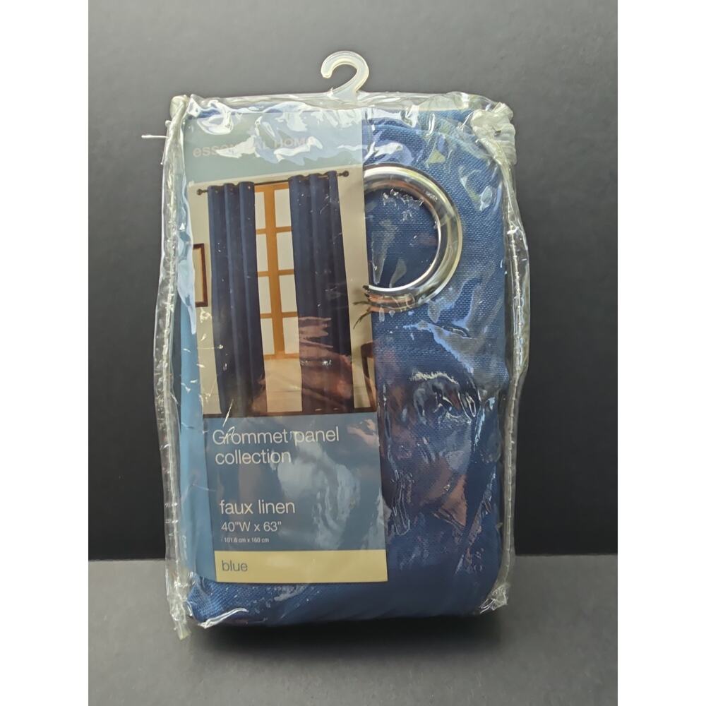 Essential Home Grommet Panel Collection Faux Linen Blue 40” X 63” Only 1 Panel